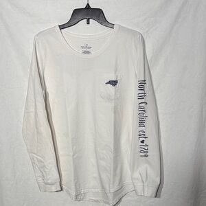 State of Mind White Long Sleeve Tee with Blue North Carolina Design